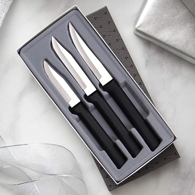 Rada Cutlery Paring Knife Galore Gift Set (G201), 3-Piece Knife Set, Stainless Steel Blades, Black Handle