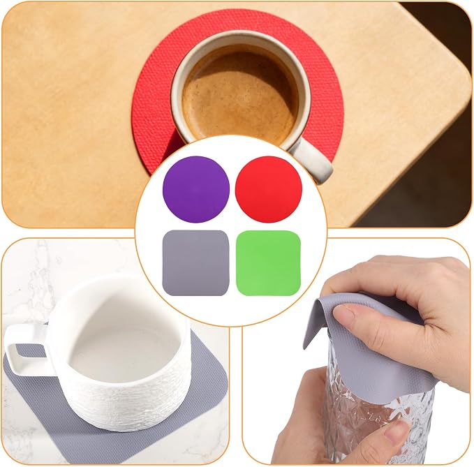LUTER 4pcs Jar Opener Gripper Pad for Seniors with Weak Hands, Rubber | Multi-function Silicone Bottle Opener Lid Cap Rubber Gripper Pads Kitchen Coasters Gadgets, Purple, Red, Gray, Green