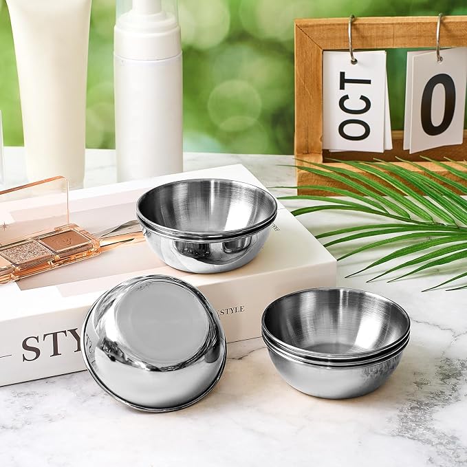 Teenyyou DIY Face Mask Mixing Bowl Stainless Steel Esthetician Facial Mask Bowl Facial Small Mixing Esthetician Supplies for Lady Women Skincare Home Salon Cosmetic Beauty(3.23 Inch,Silver,1 Pcs)
