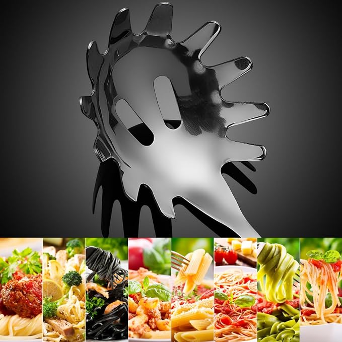 IMIKEYA Stainless Steel Pasta Server Spoon 9.44 Inches - Ergonomic Noodle Spoon for Spaghetti Pasta Serving and Ice Scooping in Kitchen and Bar