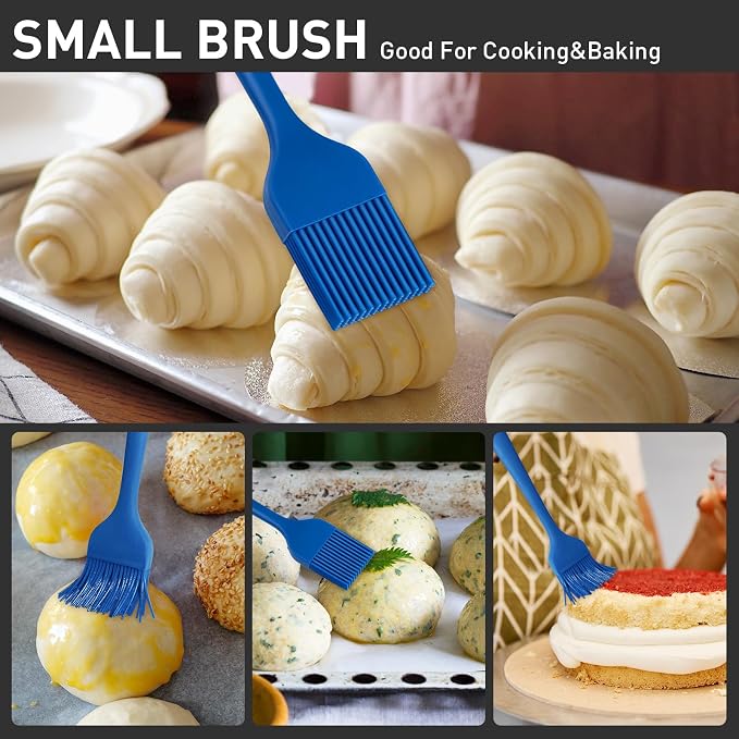 Begonia Silicone Pastry Brush (Blue) | 2pcs 10+8 in Heat Resistant Basting Brush for Cooking,Baking, Grilling and spreading oil