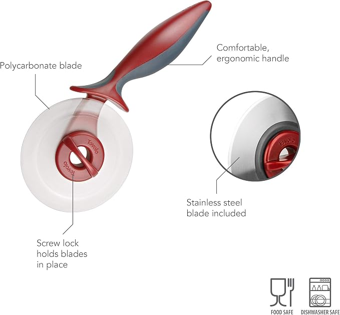 Tovolo Dual-Pizza Wheel, 2 Interchangeable Stainless Steel Blades, Dishwasher Safe