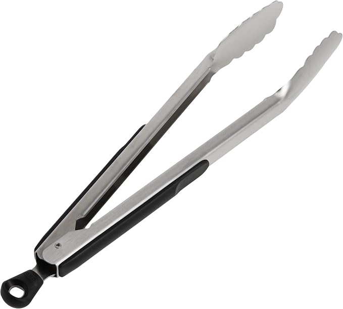 OXO Good Grips Etched Box Grater with Removable Zester + OXO Good Grips 12-Inch Stainless-Steel Locking Tongs Bundle