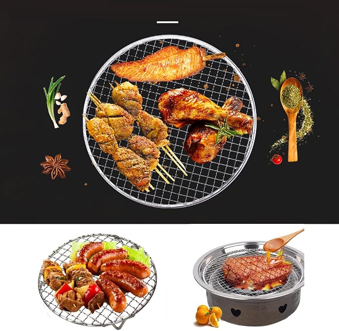 Round Cooling Rack Stainless Steel Cross Wire Barbecue Grill Net Racks with 3 Legs for Cooking Baking Steaming (11 inches)