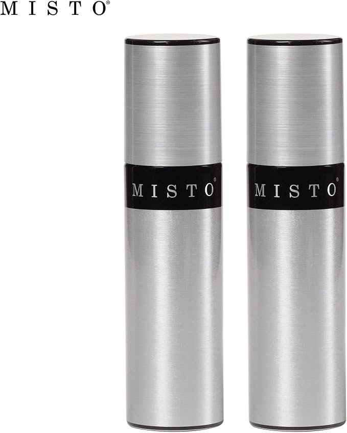 Misto Gourmet Olive Oil Sprayer Set of 2 Aluminum Bottles - Refillable Pump Mister for Cooking, Salads, Grilling - 3.2 oz Each, No Propellants