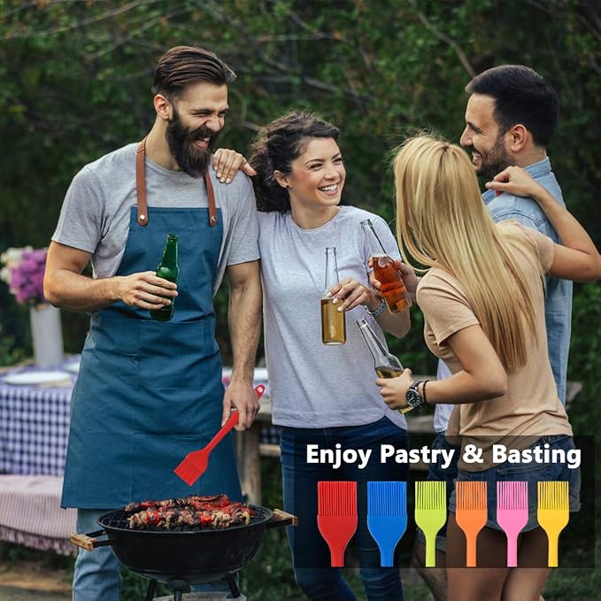 Hhyn Silicone Basting Brush Set 6 Pack, 2 Large & 4 Small | Heat Resistant Pastry Brushes Spread Oil Butter Sauce for BBQ Grill Barbeque Kitchen Baking Cooking Pastries