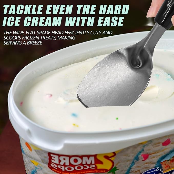 9" Heavy Duty Ice Cream Spade,Non-Slip Stainless Steel Spoon Scraper,Perfect Paddle for Scooping and Serving Hard Frozen Treats Gelato and Creamier Frozen Desserts(1PCS)
