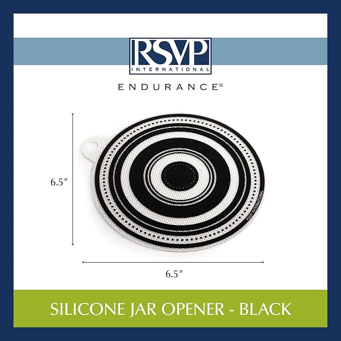 RSVP International Silicone Multi-Purpose Kitchen Tool Jar Opener/Non Skid Pad, 6.5 Round, Black