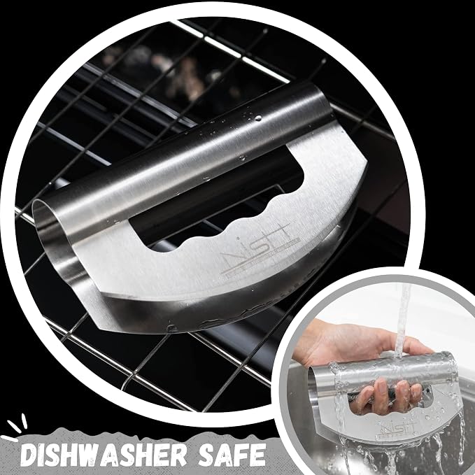 Nish Salad Choppers Mezzaluna Choppers with Protective Cover Mincing Knives Vegetable Knife Mezzaluna Mincer Double Blade Stainless Steel for Home Kitchen & Restaurant