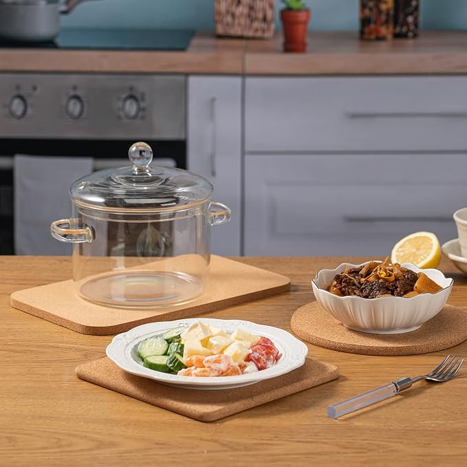 Rectangle Cork Trivets Set - 12 Pack, 12" x 7" x 0.4" Thick, Heat-Resistant Cork Hot Pads for Countertop, Table, and Kitchen, Perfect for Hot Pots and Pans
