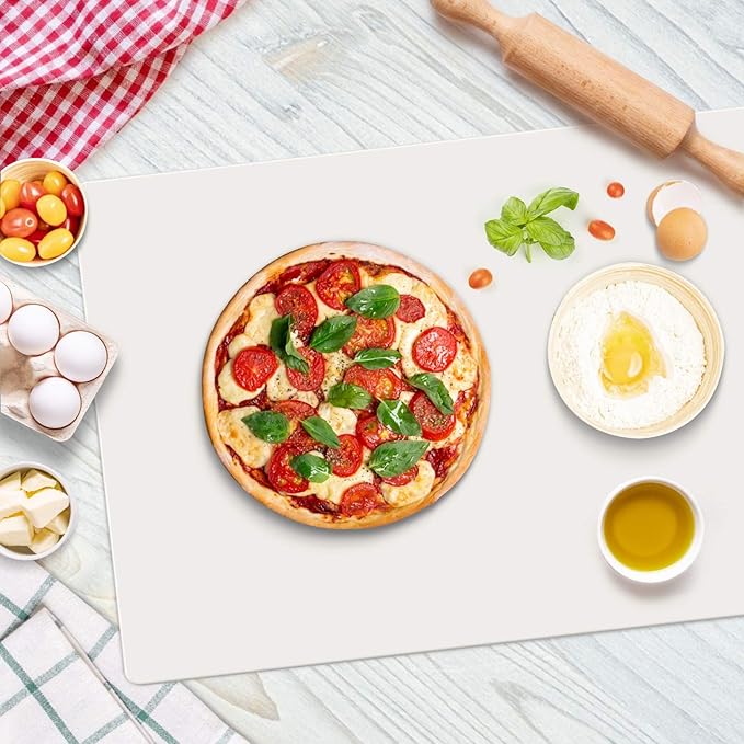 25"x 17"x 0.03" Silicone Mats for Kitchen Counter, Large Silicone Countertop Protector, Nonskid Heat Resistant Desk Saver Pad, Multipurpose Mat, Placemat, Beige