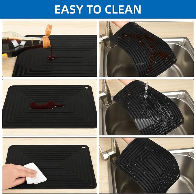 Silicone Trivet Mats for Hot Pots & Pans & Dishes, Hot Pads for Kitchen, Multipurpose Heat Resistant Mat for Kitchen Counter, Durable & Flexible Silicone Pot Holders Set 2 Rectangular White