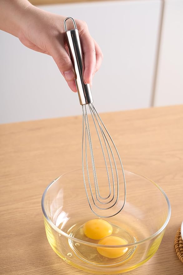 10.63" Stainless Steel Flat Whisk,Egg Beater for Blending,Whisking,Beating,or Stirring for Home and Kitchen