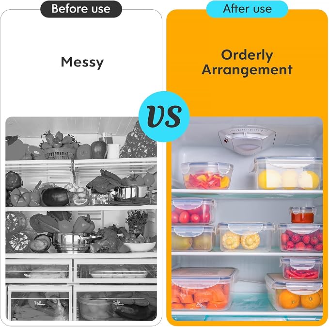 52 PCS Food Storage Containers Set with Airtight Lids (26 Lids &26 Containers) - BPA-Free Plastic Food Container for Kitchen Storage Organization, Salad Fruit Lunch Containers with Labels & Marker | (26 Lids &26 Containers) Food Container for Kitchen S...