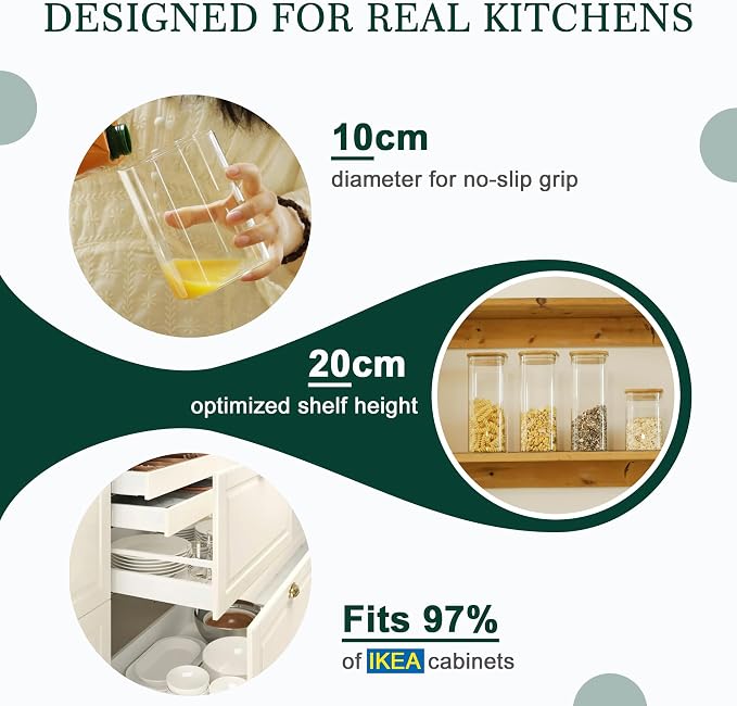 LIBWYS Kitchen Glass Jars Set with Bamboo Lids for Storage (1pcs - 1.67Qt) | Stackable Square Food Jars for Pantry Organization, Coffee, Flour, Snacks, Tea, Sugar | Kitchen Canisters Set