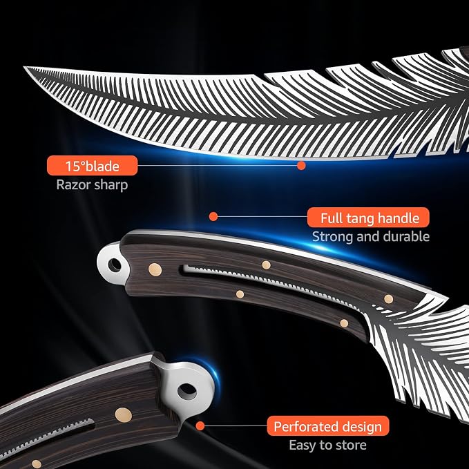 TIVOLI Feather Carving Knife,8 inch Boning Butcher Knife for Meat Cutting, Hand Forged High Carbon Steel Viking Fillet Knife for Brisket Outdoor Camping BBQ Father's Day Christmas Gift Men Women