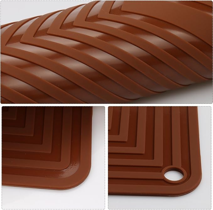 LogHog 2 Pack Large Silicone Trivet Mats/Hot Pads, Heat Resistant Pot Holder,9"x12" Non Slip Flexible Durable Pot Coaster Kitchen Table Mats (Coffee)
