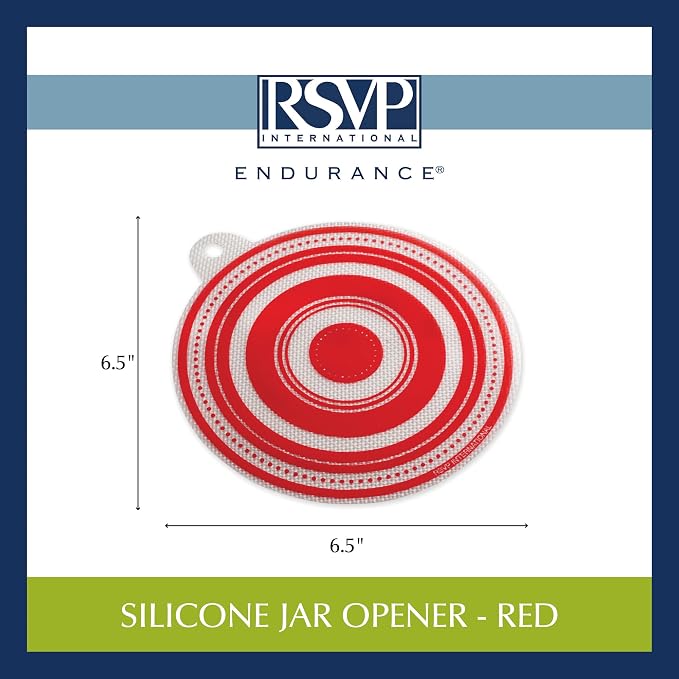 RSVP International Silicone Multi-Purpose Kitchen Tool Jar Opener/Non Skid Pad, 6.5 Round, Red