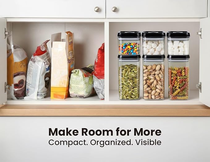 Felli Flip Tite Food Storage Container 5" LARGE Size Airtight Lid Lock Top, Stackable Kitchen Canister for Space Saving, Pantry Fridge Cupboard Organizer, Spice Seasoning Pet Treats Snack (1.1 qt)