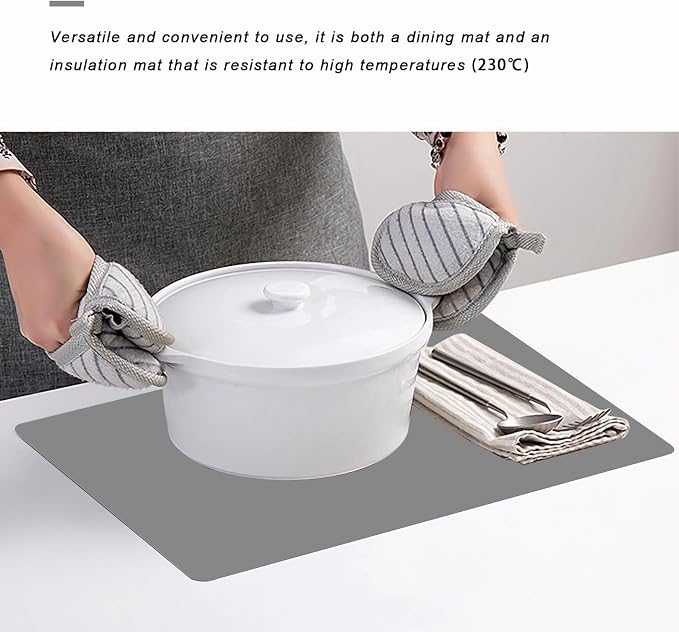 Silicone Placemats, Food-Grade Non-Slip Waterproof, Dining, Countertop Protector, Kitchen Counter Mat, Heat Resistant, Baking mat Dishwasher Safe