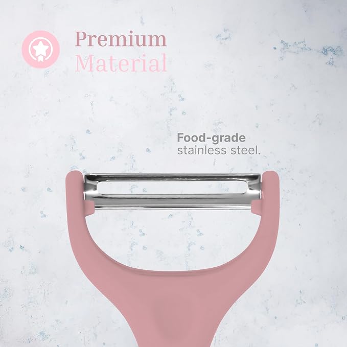 Y-Shaped Vegetable Peeler – Stainless Steel Blade with Comfortable Handle, Fruit and Vegetable Slicer, Potato & Carrot Cutter, Cucumber & Veggies Slicer – Kitchen Tools and Accessories – Pastel Pink