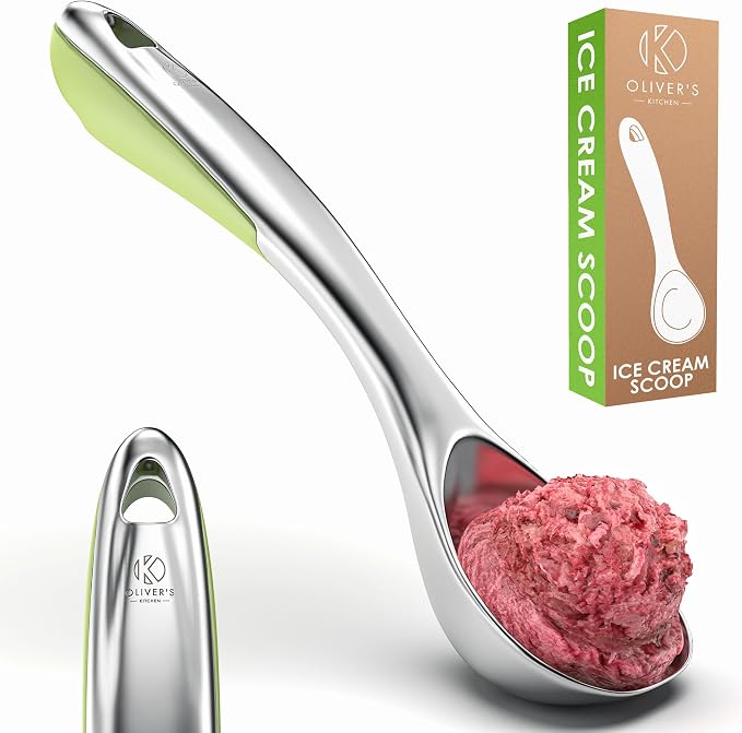 Oliver's Kitchen ® Ice Cream Scoop - Create Perfect Spheres with Our Heavy Duty Ice Cream Scooper - Comfortable Grip Handle Makes Light Work of Frozen Hard Ice Creams!