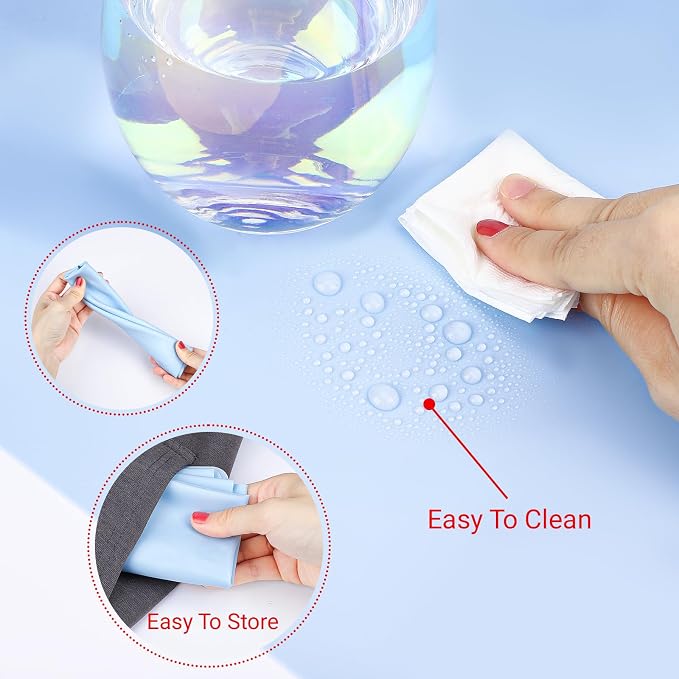 3Pack Silicone Sheet for Crafts, Resin Jewelry Casting Molds Mat, Food Grade Silicone Placemat, Multipurpose Table Protector, Nonstick Nonskid Heat-Resistant, Blue (15.7x11.8inch)