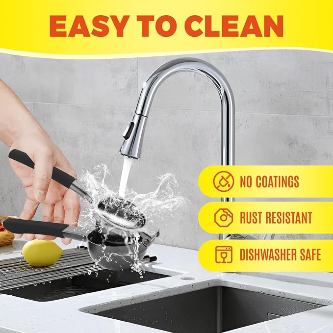 SHIKORI Lemon Squeezer, Large Heavy Duty Handhelp Juicer for Lemon, Stainless Steel Hand Press Citrus Juicer, Lime Squeezer Bar Tool, Manual Citrus Press (Grey & Black)