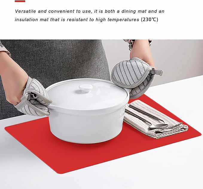 Silicone Placemats, Food-Grade Non-Slip Waterproof, Dining, Countertop Protector, Kitchen Counter Mat, Heat Resistant, Baking mat Dishwasher Safe