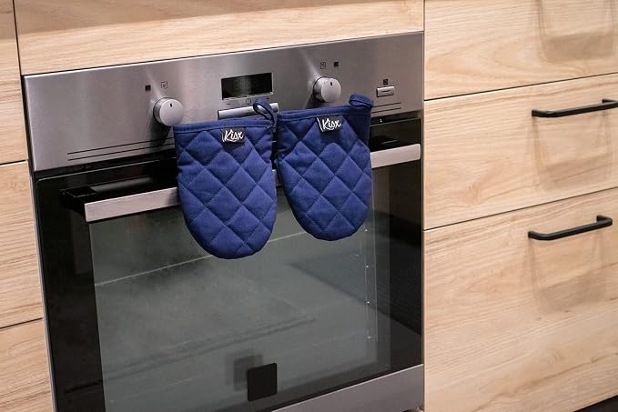 Oven Mitts Heat Resistant – (Blue Color) Mini Oven Mitts, Silicone Gloves Heat Resistant, Kitchen Gloves for Cooking, Silicone Oven Mitts & Pot Holders Sets, Kitchen Pot Holders & Oven Mitts Sets