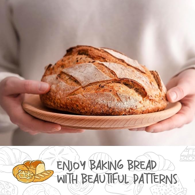DOYOLLA Bread Proofing Basket Set, Sour Dough Tools with Silicone Bread Sling, Sourdough Starter Kit, Baking Gifts, Bread Making Kit (Round,8.5 inch)
