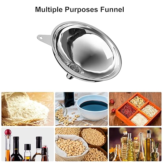 Serinar Stainless Steel Large Funnel (5.7 in. X 1 in. Mouth), Metal Funnel for Bottle Filling, Filling Funnel for Spices, Juices, Powders, Coffee Beans, Honey, Milk(Without Filter)