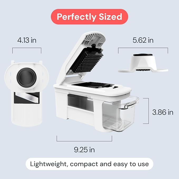 Fullstar XL Vegetable Chopper & Mandoline Slicer – Vegetable, Onion, Potato, Food, Veggie & Fruit Slicer, Dicer & Spiralizer with Pull-Out Catch Tray, Kitchen Gadgets & Gifts (11 in 1, Black/White)