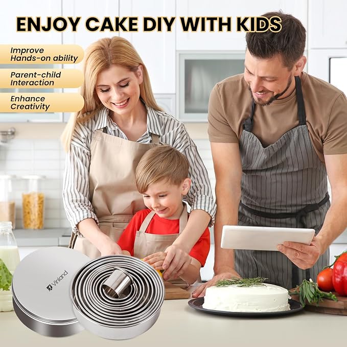 12 Pcs 304 Stainless Steel Biscuit Cutter Set - Round Cookie Cutters for Baking (1/2/3/4/5'') with Storage Box, Dough Pastry Cake Circle Cutting Ring Molds, Non-Rust, Dishwasher Safe & 1.5‘’ High