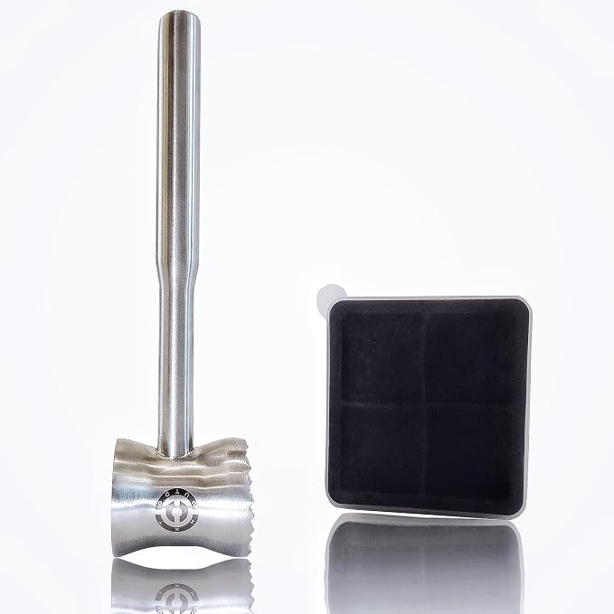 Stainless Steel Meat Tenderizer Tools, Heavy Duty Kitchen Meat Hammer with a 4-hole Silicone Ice Box,Meat Mallet Meat Pounder Waisted Model Designed For Steak, Chicken, Beef, Pork, Nuts