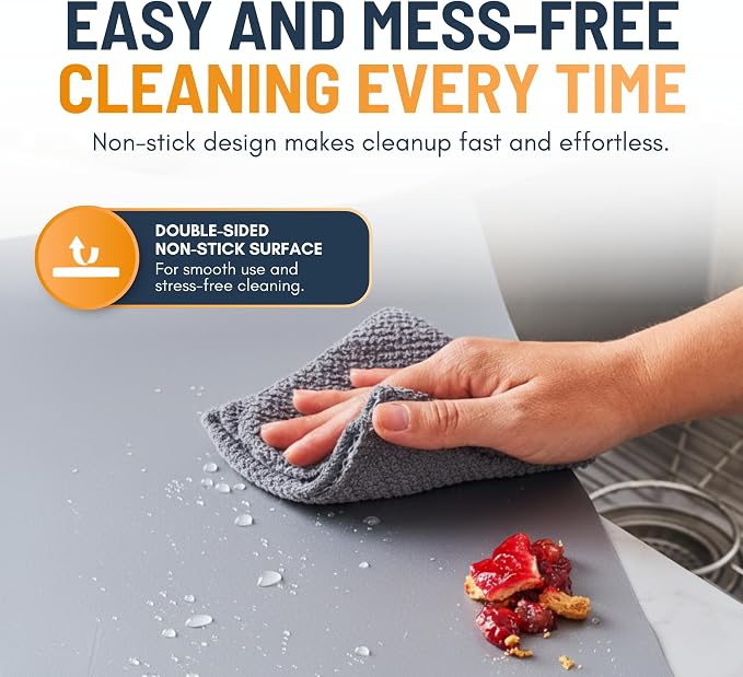 Oven Liners for Bottom of Oven - 2 Pack Large Heavy Duty Mats, 17”x25” Non-Stick Reusable Liner for Electric, Gas, Toasters, Grills - BPA & PFOA Free Kitchen Accessory to Keep It Clean (Silver)