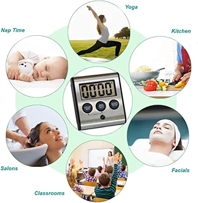 Elegant Digital Kitchen Timer Stainless Steel - Loud Alarm - Model eT-23