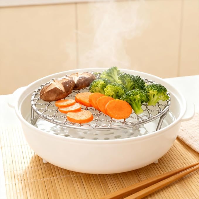 Cooling Rack 4 Inch Round Stainless Steel - Multi-Use Wire Rack for Cooking, Baking, Cookie Cooling, Steaming & BBQ - Sturdy 20mm Legs for Even Airflow, Durable Versatile Kitchen Tool for Home Bakers