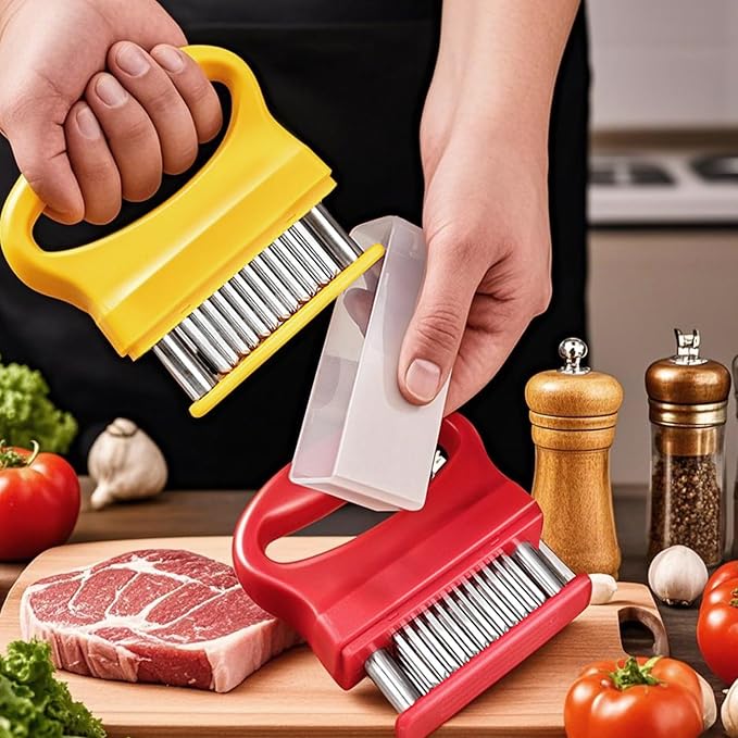 Meat Tenderizer Tool,Kitchen Cooking Tool Best For Tenderizing,48 Stainless Steel Ultra Sharp Needle Blades,Pork, Veal, BBQ,Chicken,Beef(Black)