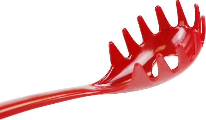 Spaghetti Spoon, Pasta Server, Fork with Ergonomic Handle, Heat Resistant, BPA Free,11.5 inch Melamine Utensil by Reston Lloyd, 6 piece set, Red