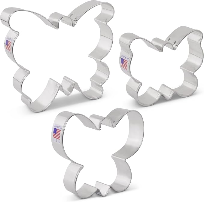 Ann Clark Cookie Cutters Butterfly Cookie Cutters 3-Pc. Set Made in USA, Small, Medium, and Large Butterflies