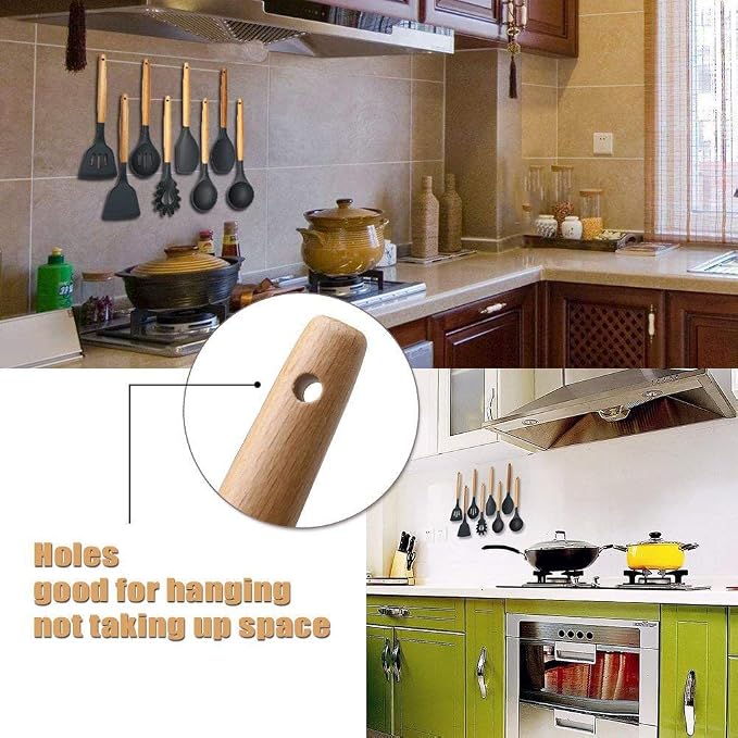 Premium Silicone Basting Pastry Brush - High Heat Resistant Nonstick Silicone Brush for Baking,Cooking & Grilling - Strong Wooden Handles - Black