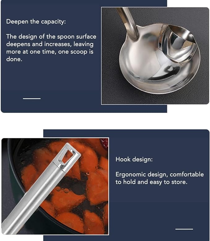 Stainless Steel Soup Ladle, Fat Separator Soup Ladle Skimmer Spoon Oil Separator Oil Strainer Skimmer Spoon Soup Filter Spoon Kitchen Colander
