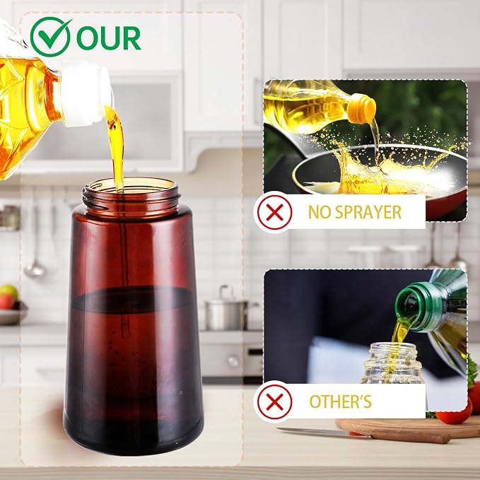 Oliver Oil Sprayer Dispenser for Cooking Bottle 16oz Dark Glass Green | 2-in-1 Lightproof Borosilicate Glass Oil Bottle, Wide Mouth for Easy Refill Clean