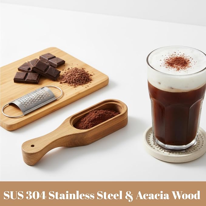 ZENFUN Removable SUS304 Stainless Steel Cheese Grater with Wooden Container, Acacia Wood Wooden Shredder, Citrus Zester, Perfect for Presenting Freshly Grated Cheese or Zest
