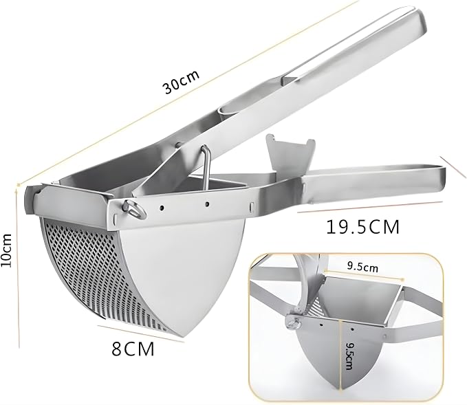 Heavy Duty Potato Ricer Stainless Steel, 23 Oz Large Capacity Press for Mashed Potatoes, Dishwasher Safe Hand Ricer for Smooth Lump-Free Mash, Vegetable Puree Maker for Baby Food