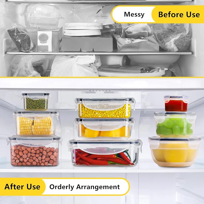 34 PCS Food Storage Containers Set with Airtight Lids (17 Lids &17 Containers) - BPA-Free Plastic Food Container for Kitchen Storage Organization, Fruit Meal-prep Containers with Labels & Marker | (17 Lids &17 Containers) - Food Container for Kitchen S...