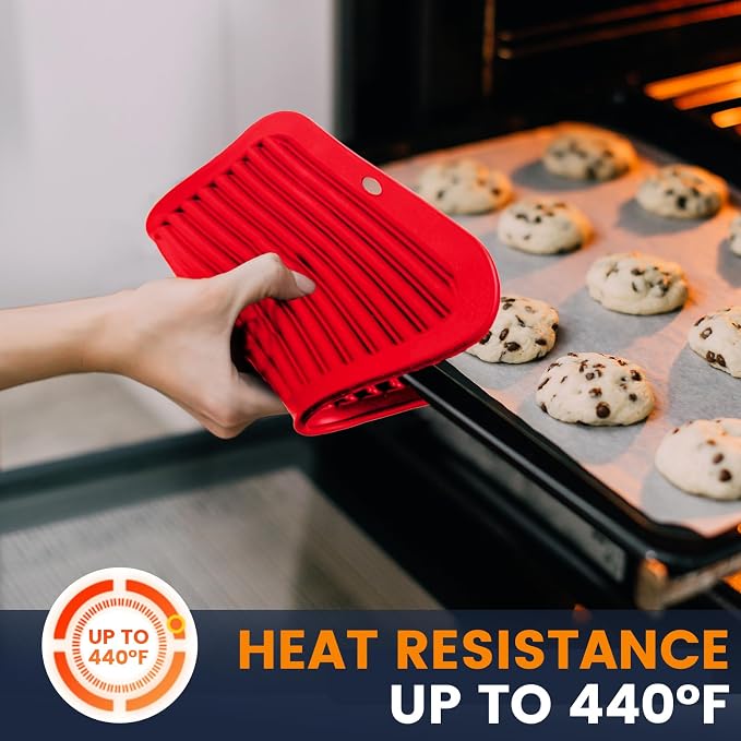 Silicone Trivet Mats 4 Heat Resistant Pot Holders Multipurpose Non-Slip Hot Pads for Kitchen Potholders, Drying mat, Jar Opener, Spoon Holder, Coaster(Crimson red)