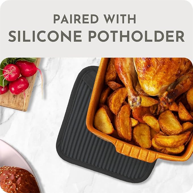 Silicone Oven Mitts and Pot Holders Set, 4-Piece | Extra Long Heat Resistant 500°F, Non-Slip Waterproof Oven Gloves with Quilted Cotton Lining | BPA-Free Hot Pads for Baking, Grilling & Cooking
