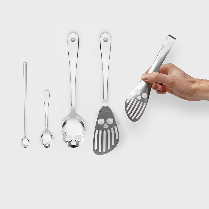 Suck UK Kitchen Tong- Skull Kitchen Tongs - Gothic Kitchen Accessories - Gothic Kitchenware - Goth Home Decor - Air Fryer Tongs - Goth Decor - Skull Kitchen - BBQ Utensils - Quirky Halloween Gifts